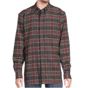 L.L.Bean 100% Cotton Scotch Plaid Flannel Slightly Fitted Shirt Mens Medium‎